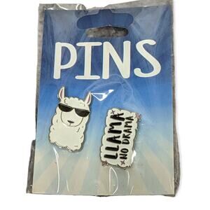 NWT Kalan White Llama Head & Llama No Drama Ita Bag Decorative Fashion Pins